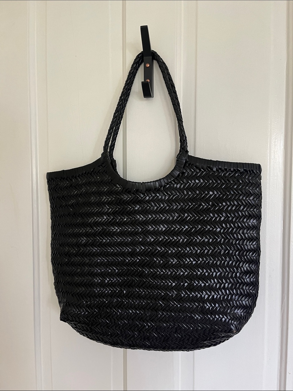 Anthropologie leather woven purse